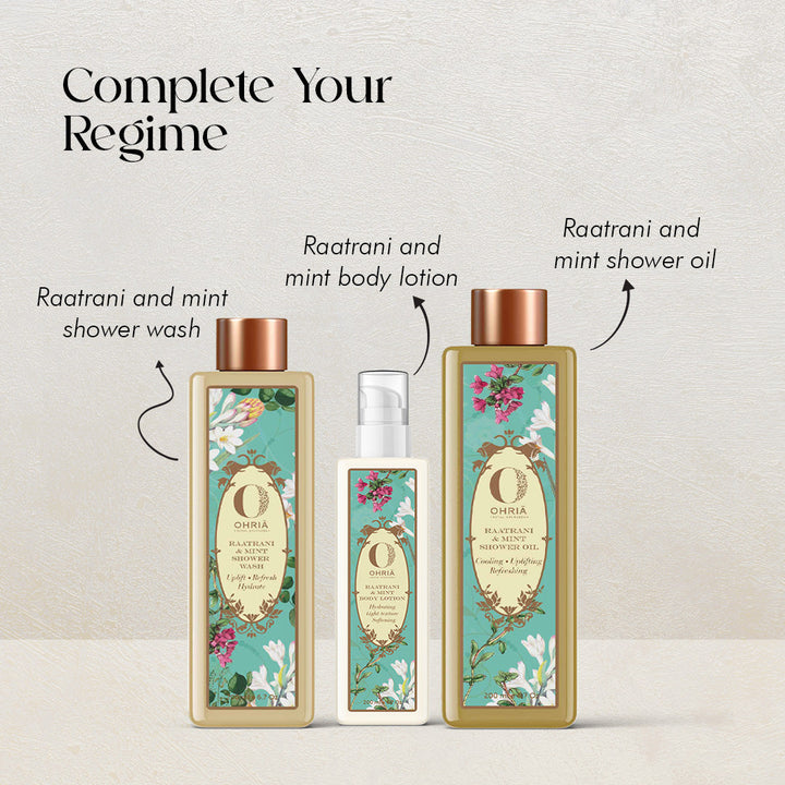 Raatrani & Mint Shower Oil- Deep Nourishment OHRIA AYURVEDA