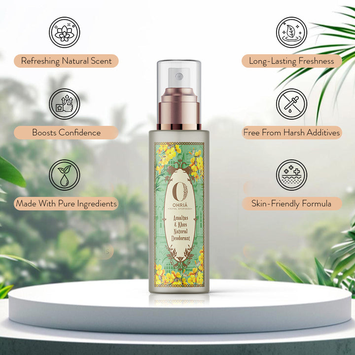 Amaltas & Khus Natural Deodorant- Cooling and Refreshing OHRIA AYURVEDA