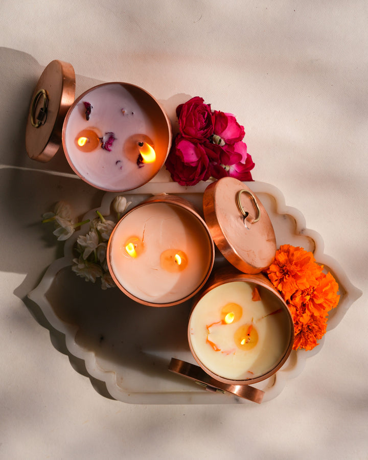 Rose & Oudh Luxury Copper/Brass Diya Candle OHRIA AYURVEDA