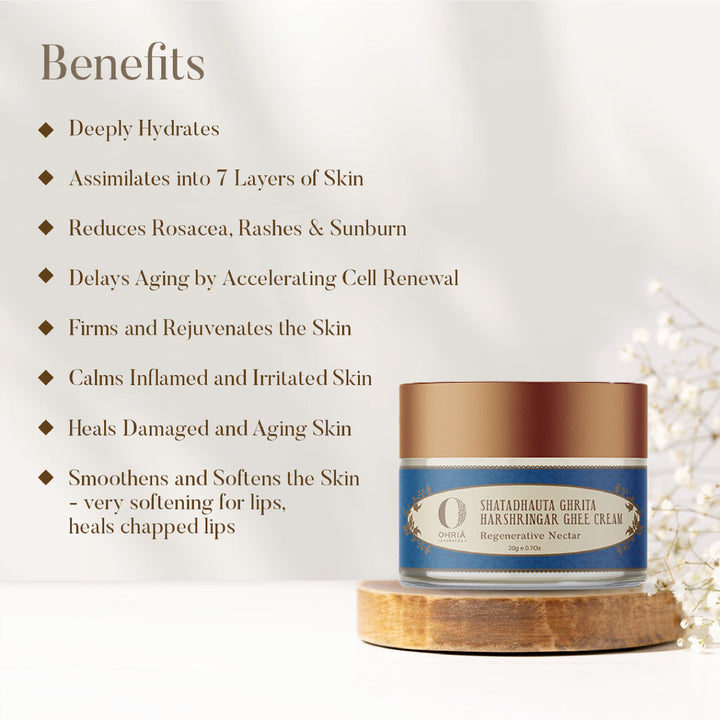 Benefits of Shatadhauta Ghrita Harshringar Ghee Cream - Ohria Ayurveda
