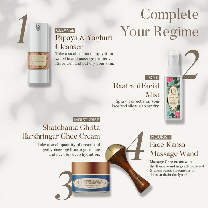 Complete Regime of Shatadhauta Ghrita Harshringar Ghee Cream - Ohria Ayurveda