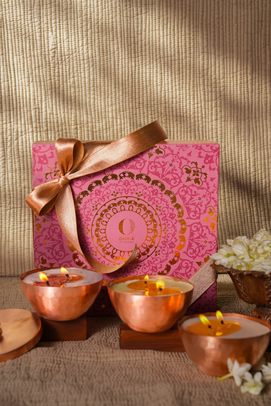 Sandalwood & Kesar Luxury Copper/Brass Diya Candle OHRIA AYURVEDA