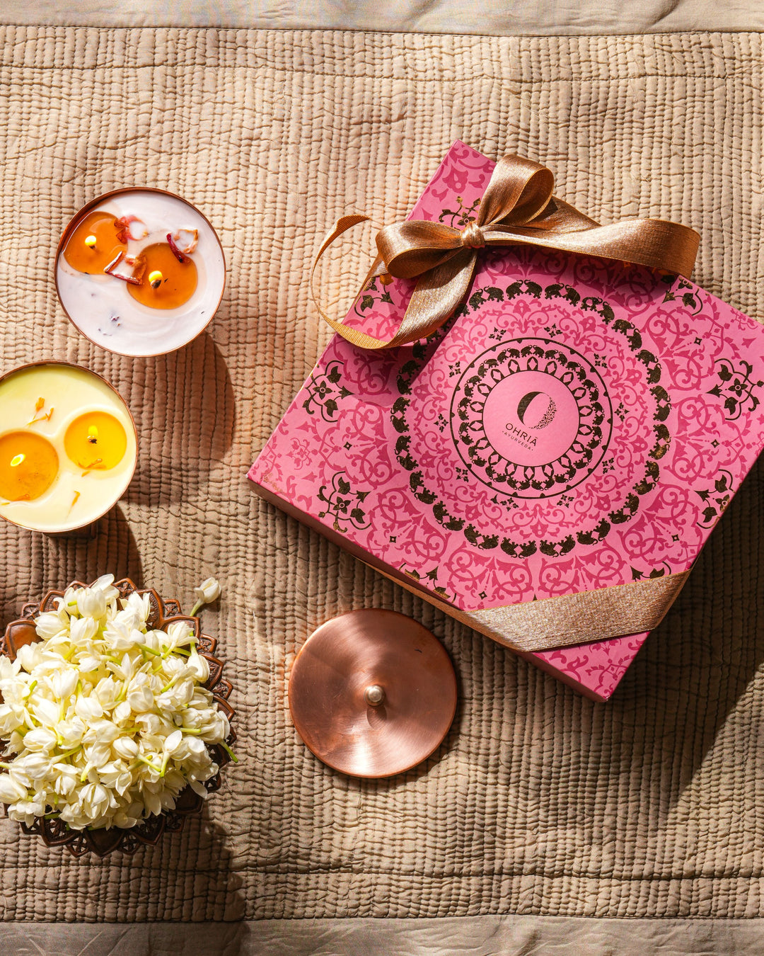 Rose & Oudh Luxury Copper/Brass Diya Candle OHRIA AYURVEDA