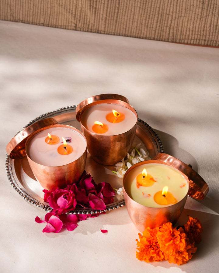 Rose & Oudh Luxury Copper/Brass Diya Candle OHRIA AYURVEDA