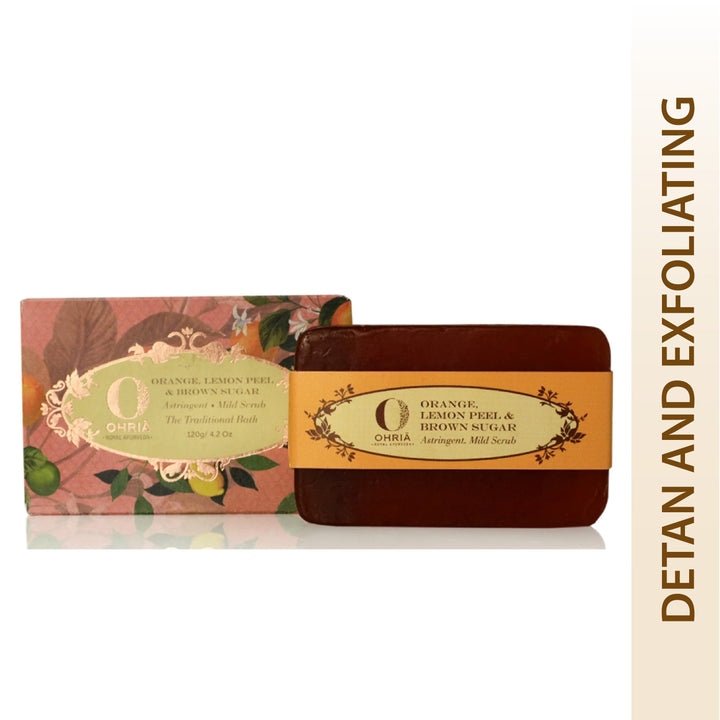 Orange, Lemon Peel & Brown Sugar Bathing Bar- Detan and Exfoliating OHRIA AYURVEDA