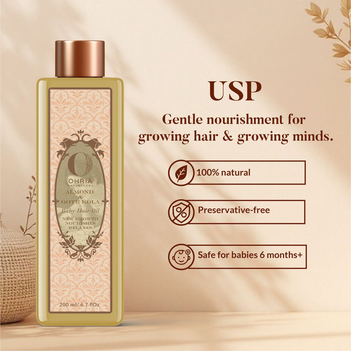 Almond & Gotu Kola Baby Hair Oil OHRIA AYURVEDA