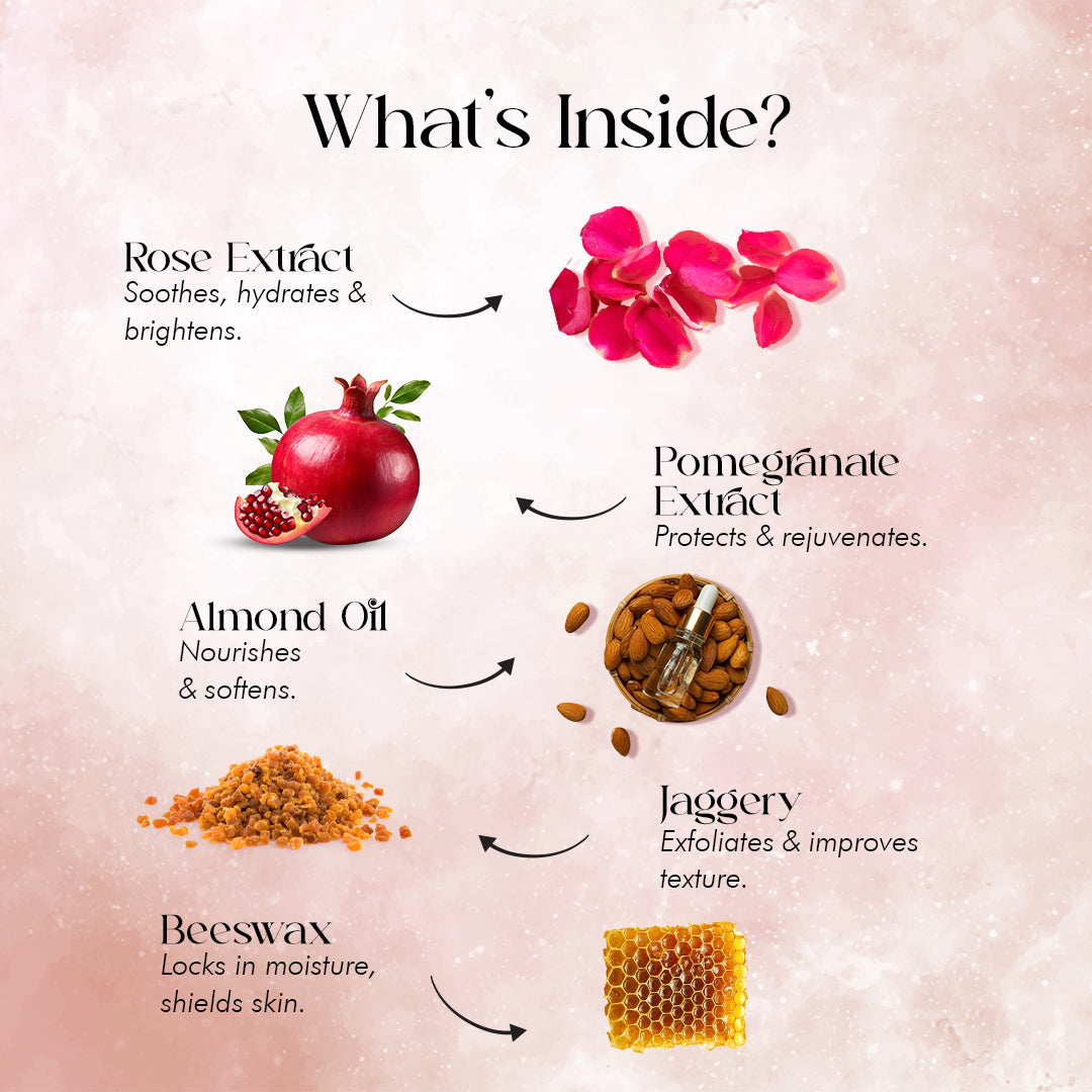 Rose & Pomegranate Jaggery Lip Balm- Hydrating & Plumping OHRIA AYURVEDA