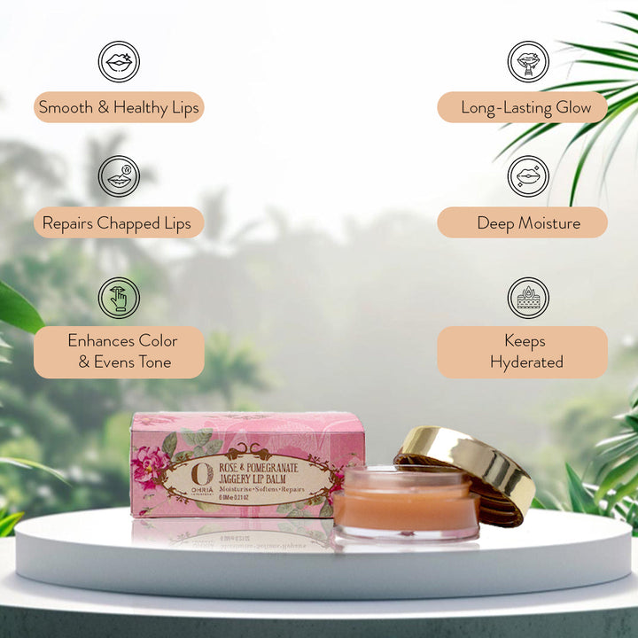 Rose & Pomegranate Jaggery Lip Balm- Hydrating & Plumping OHRIA AYURVEDA