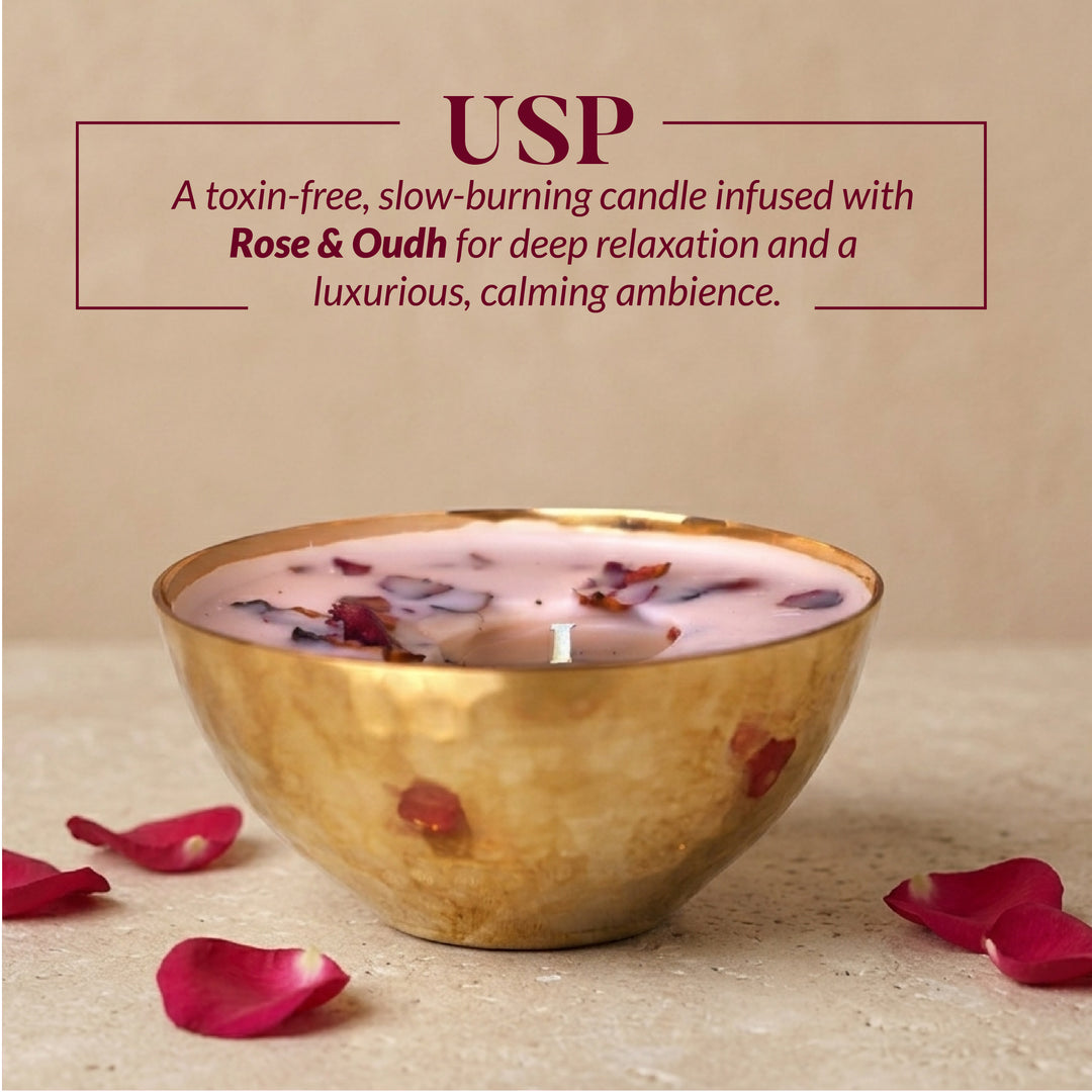 ROSE & OUDH LUXURY COPPER DIYA CANDLE