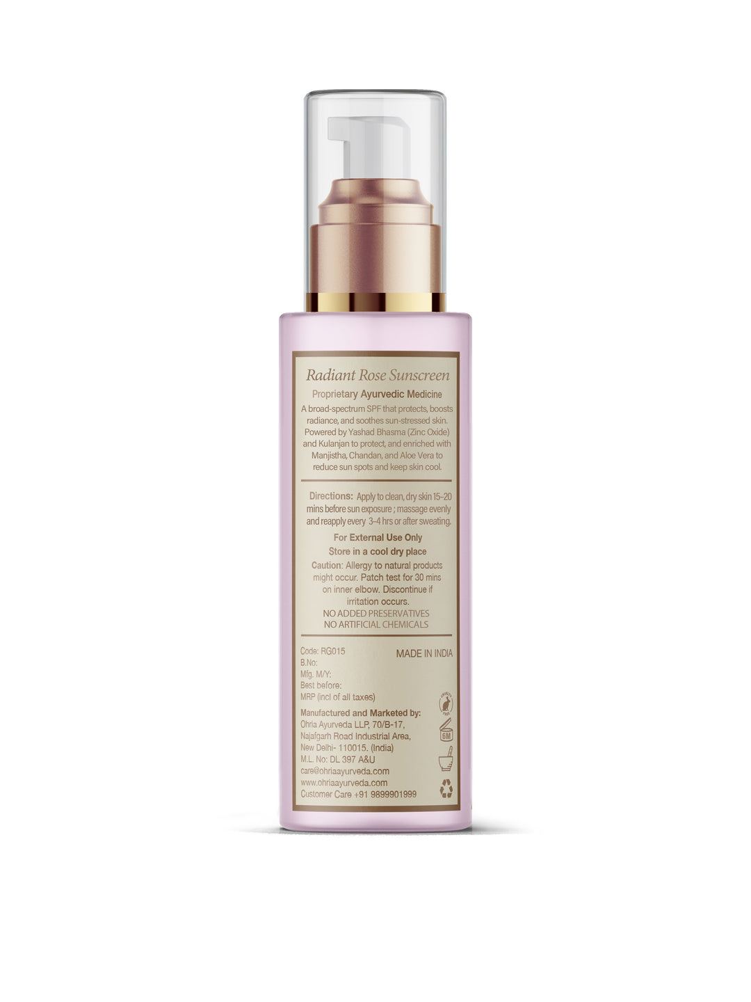 Radiant Rose Sunscreen OHRIA AYURVEDA