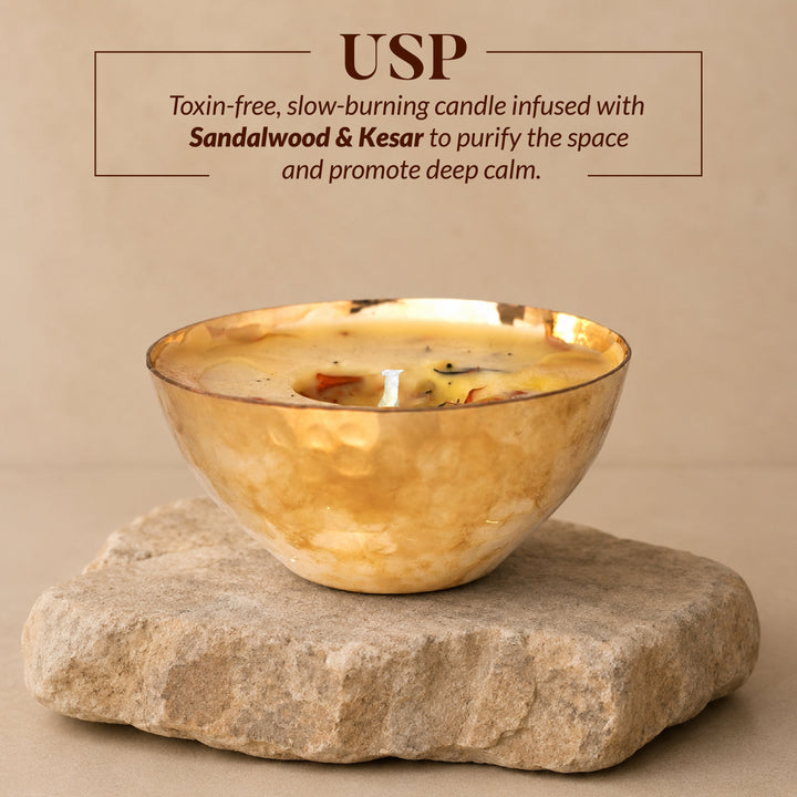 SANDALWOOD & KESAR LUXURY COPPER DIYA CANDLE OHRIA AYURVEDA