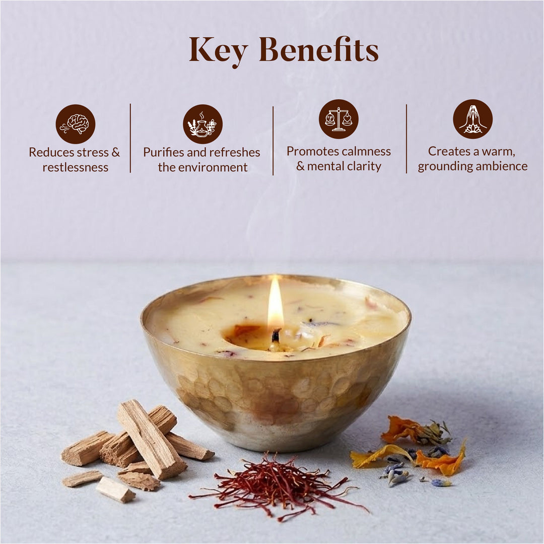 SANDALWOOD & KESAR LUXURY COPPER DIYA CANDLE OHRIA AYURVEDA
