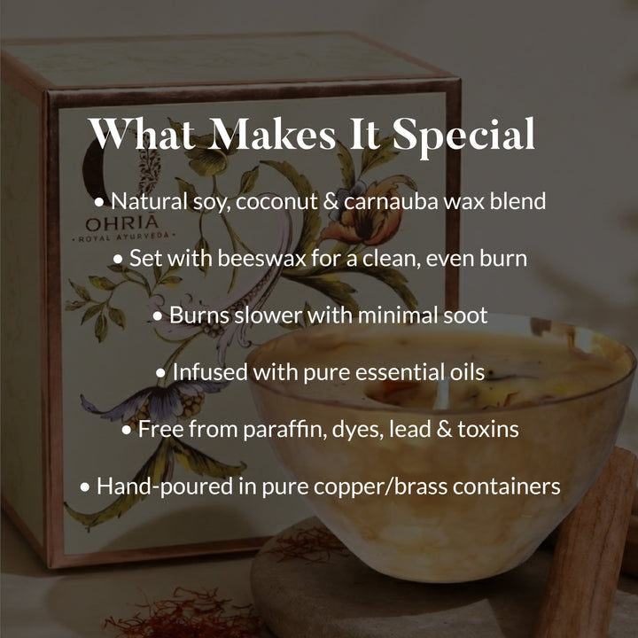 SANDALWOOD & KESAR LUXURY COPPER DIYA CANDLE OHRIA AYURVEDA