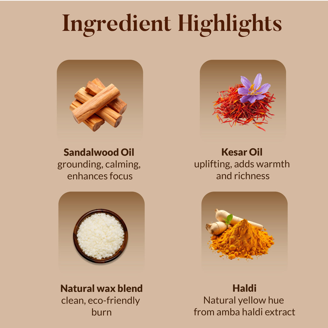 SANDALWOOD & KESAR LUXURY COPPER DIYA CANDLE OHRIA AYURVEDA