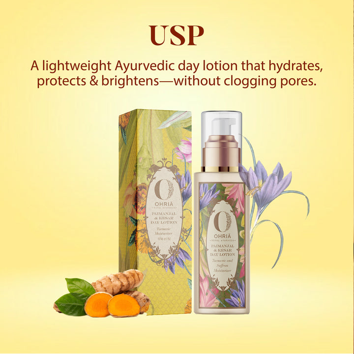 Turmeric & Saffron Moisturizing Lotion- Sun Protectant OHRIA AYURVEDA