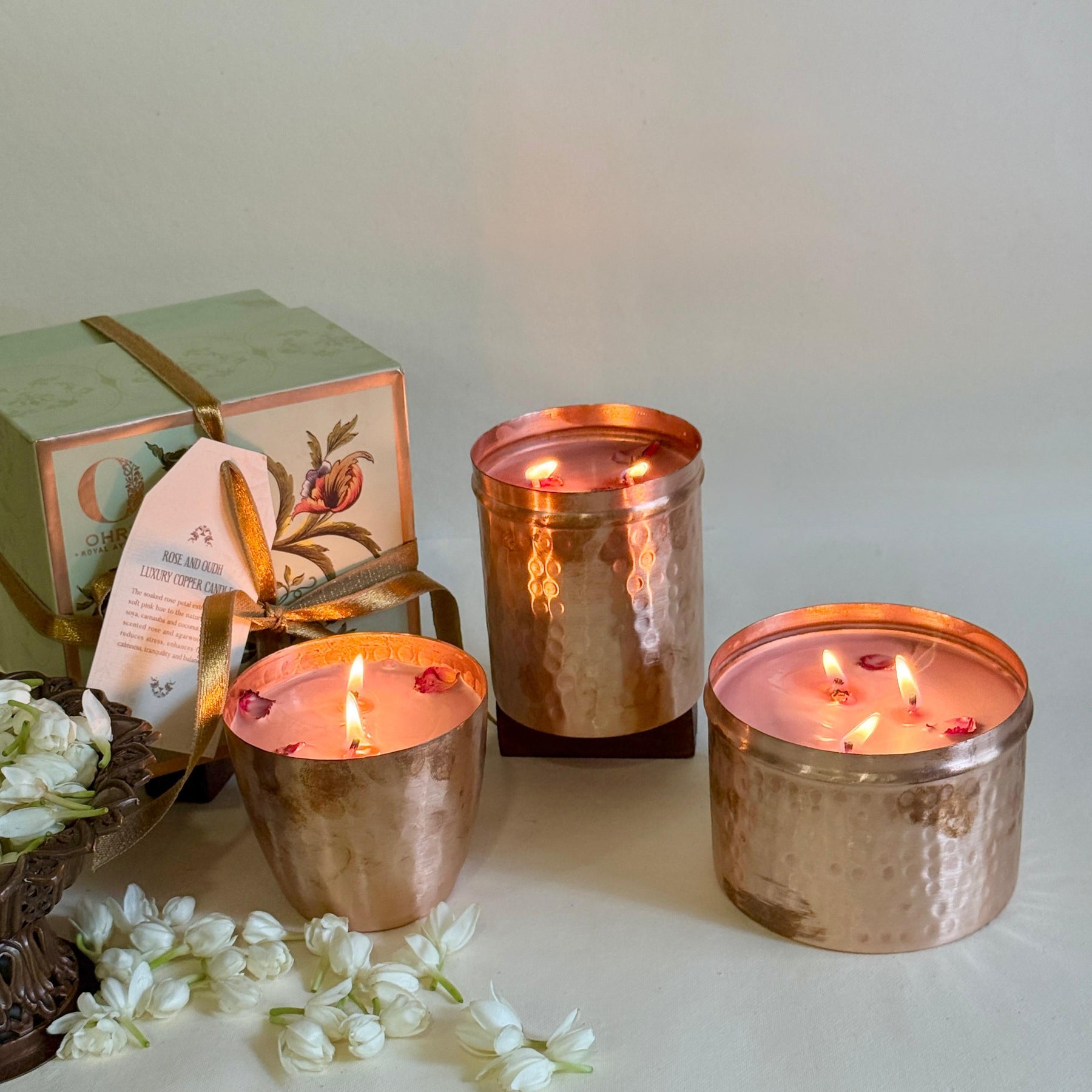 Rose & Oudh Luxury Copper Diya Candle OHRIA AYURVEDA