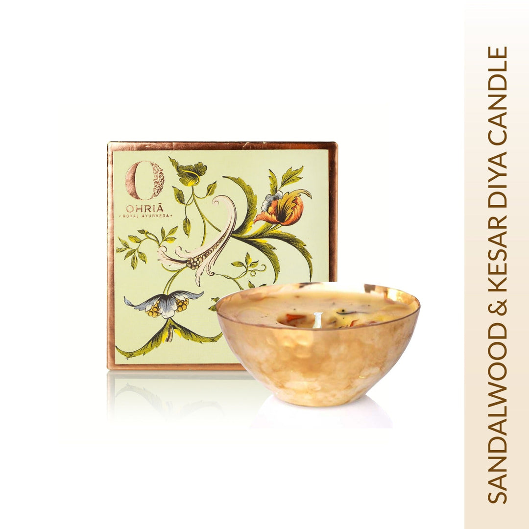 SANDALWOOD & KESAR LUXURY COPPER DIYA CANDLE OHRIA AYURVEDA