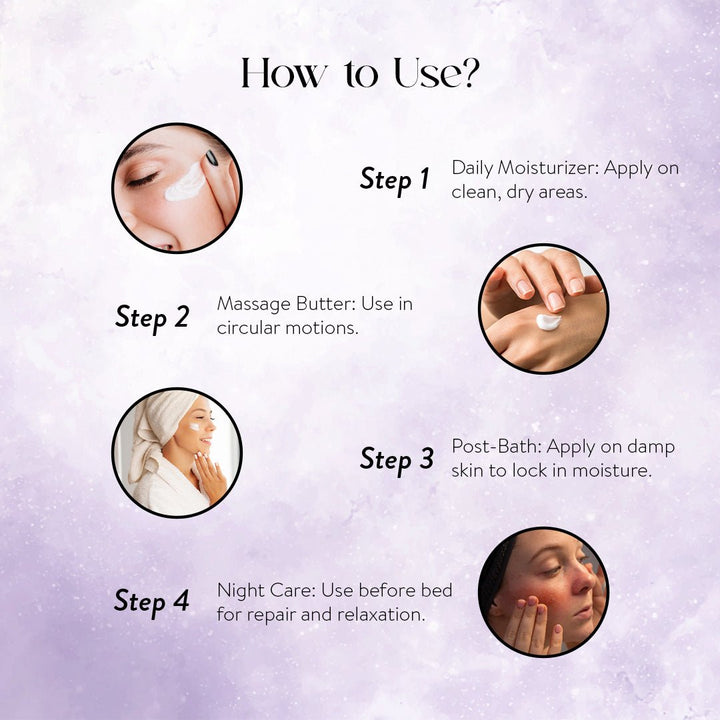 Steps to use Basil & Lavender Body Butter - OHRIA AYURVEDA