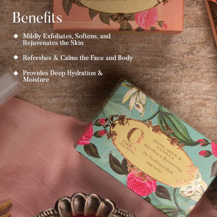 Rose, Milk & Vanilla Bathing Bar- Deep Nourishment OHRIA AYURVEDA
