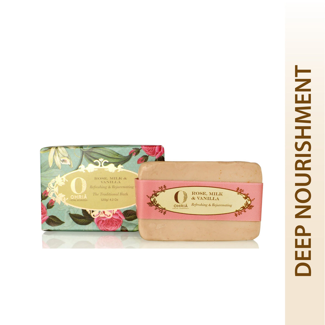 Rose, Milk & Vanilla Bathing Bar- Deep Nourishment OHRIA AYURVEDA