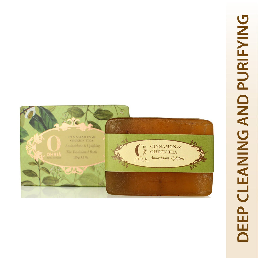 Cinnamon & Green Tea Bathing Bar- Deep Cleaning and Purifying OHRIA AYURVEDA