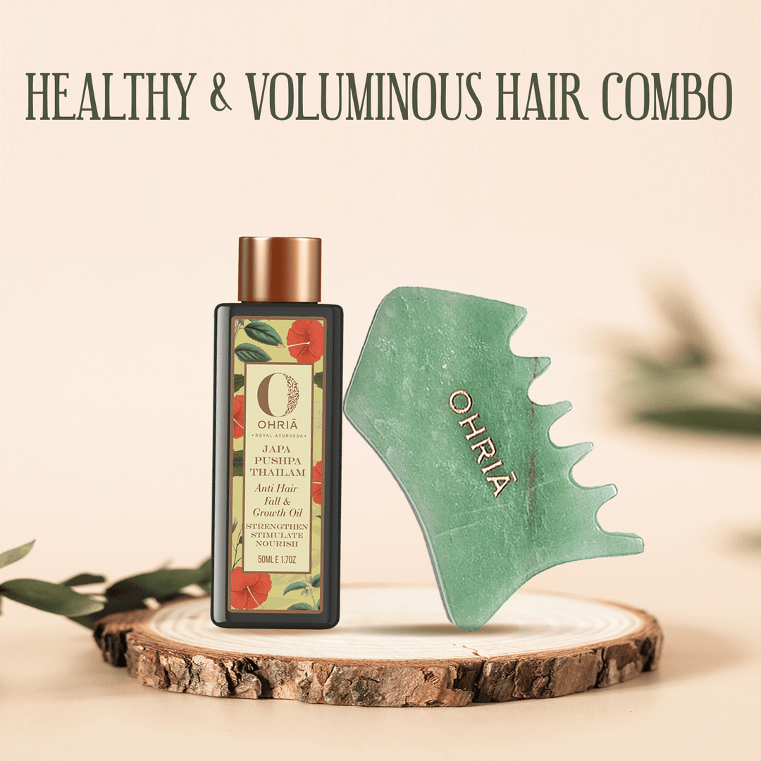 Healthy & Voluminous Hair Combo With Tool - Ohria Ayurveda