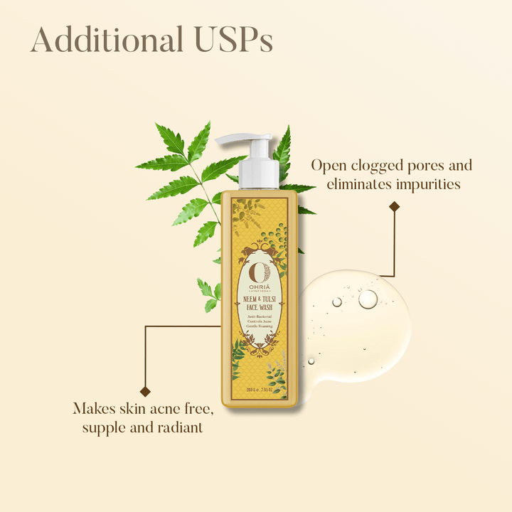 Additional USP's of Neem & Tulsi Face Wash OHRIA AYURVEDA