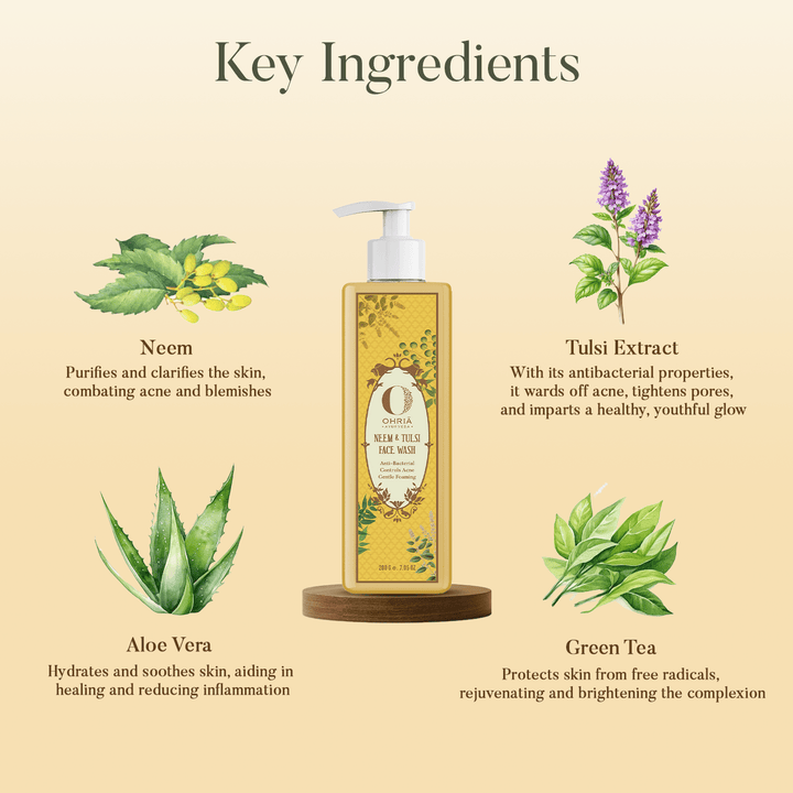 Key Ingredients of Neem & Tulsi Face Wash OHRIA AYURVEDA