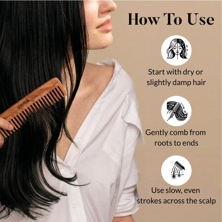 Natural Neem Wooden Comb OHRIA AYURVEDA