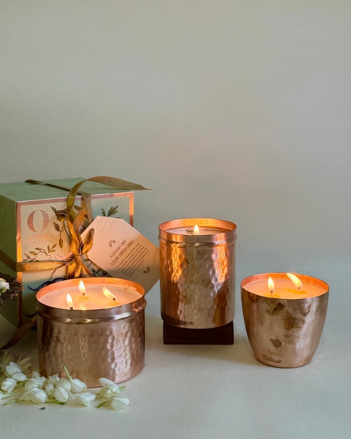 Raatrani & Mint Copper Luxury Diya Candle OHRIA AYURVEDA