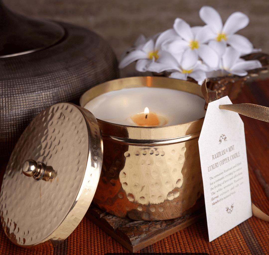 Raatrani & Mint Copper Luxury Diya Candle OHRIA AYURVEDA