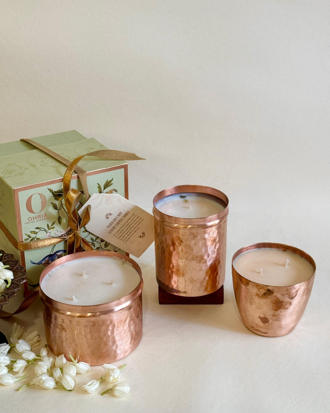 Raatrani & Mint Copper Luxury Diya Candle OHRIA AYURVEDA