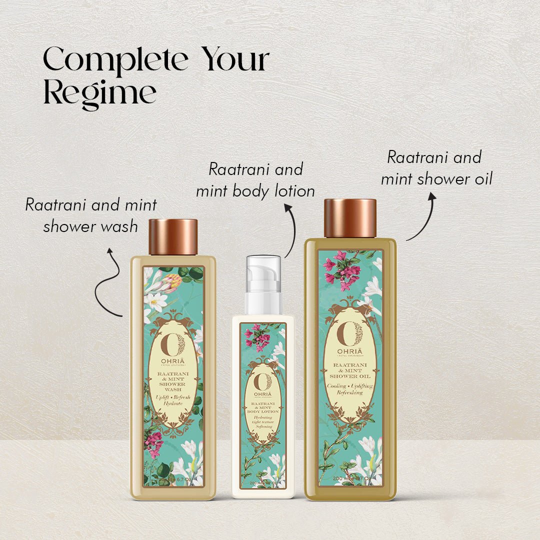 Complete your regime with Raatrani & Mint Shower Oil - Ohria Ayurveda
