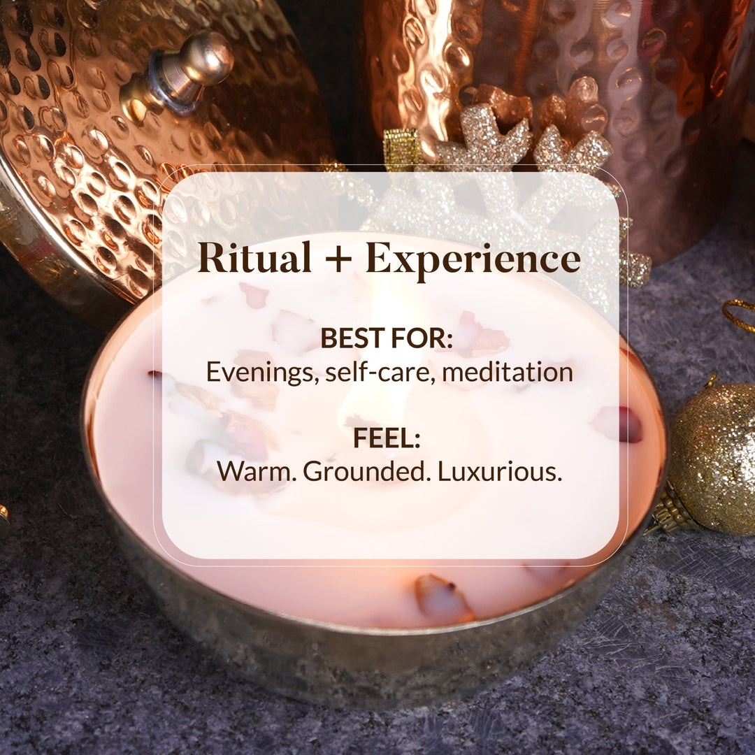 ROSE & OUDH LUXURY COPPER DIYA CANDLE - OHRIA AYURVEDA