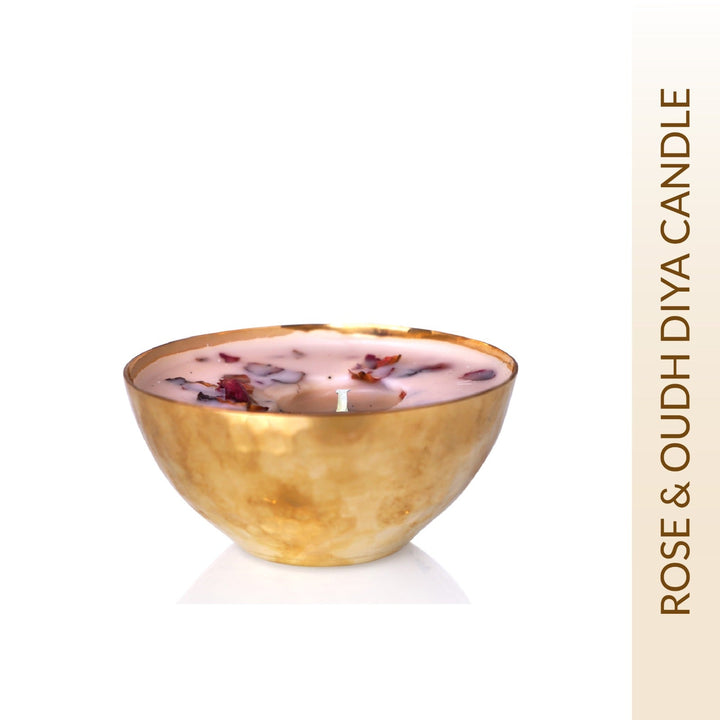 ROSE & OUDH LUXURY COPPER DIYA CANDLE - OHRIA AYURVEDA