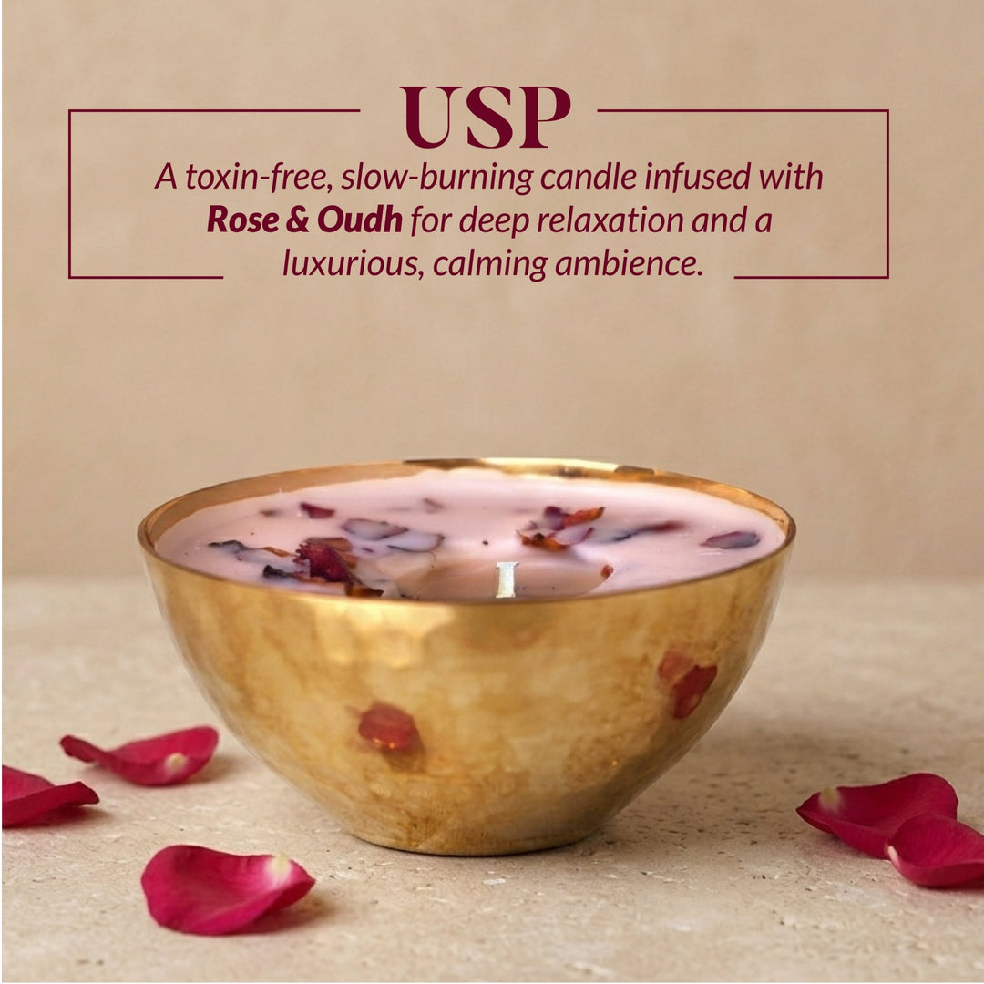 ROSE & OUDH LUXURY COPPER DIYA CANDLE - OHRIA AYURVEDA