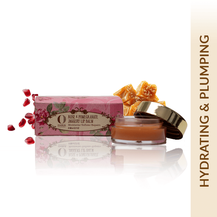 Rose & Pomegranate Jaggery Lip Balm- Hydrating & Plumping OHRIA AYURVEDA