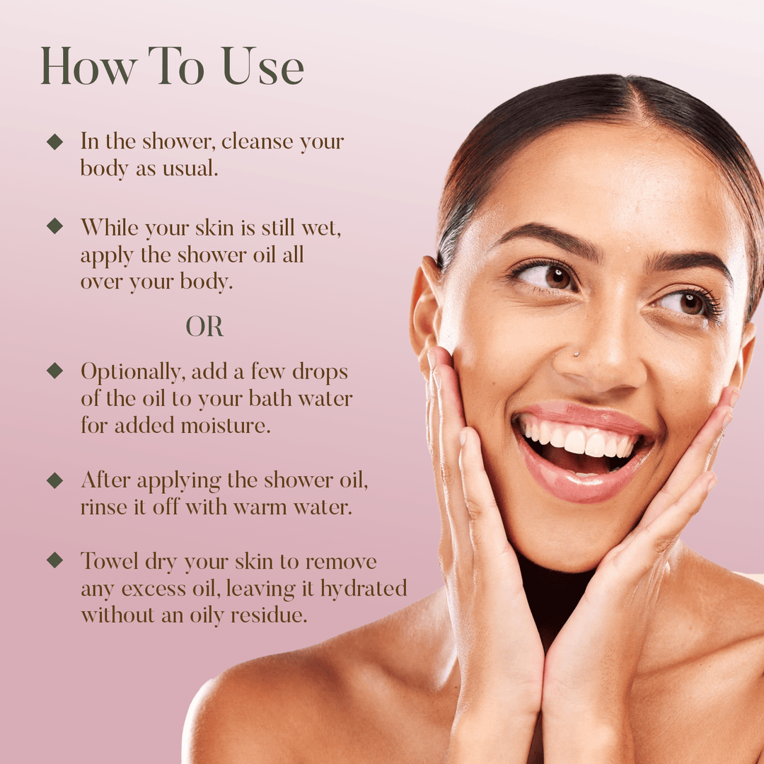 Tips to use Rose & Pomegranate Shower Oil - OHRIA AYURVEDA