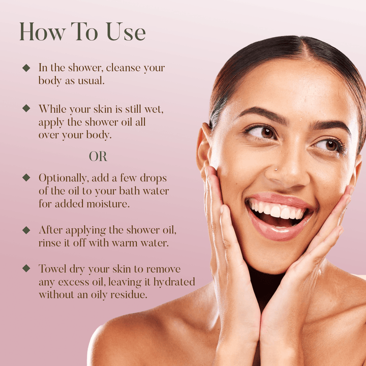 Tips to use Rose & Pomegranate Shower Oil - OHRIA AYURVEDA