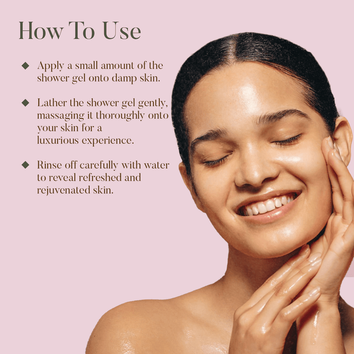 How to use Rose & Pomegranate Shower Wash - Ohria Ayurveda