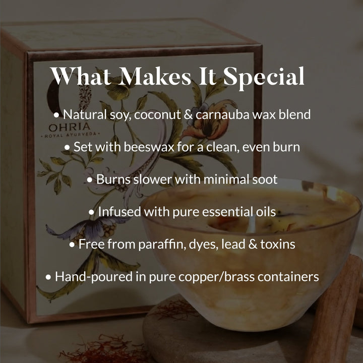 SANDALWOOD & KESAR LUXURY COPPER DIYA CANDLE OHRIA AYURVEDA