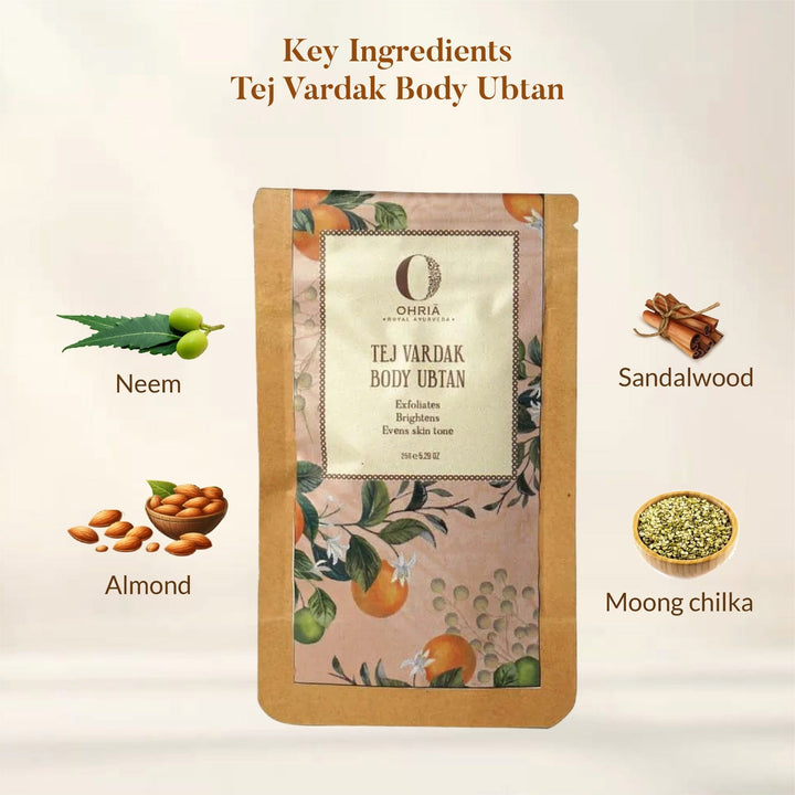 Ingredients of Tej Vardak Body Ubtan - Ohria Ayurveda