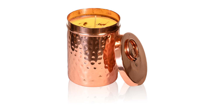 Sandalwood & Kesar Luxury Copper/Brass Candle - OHRIA AYURVEDA