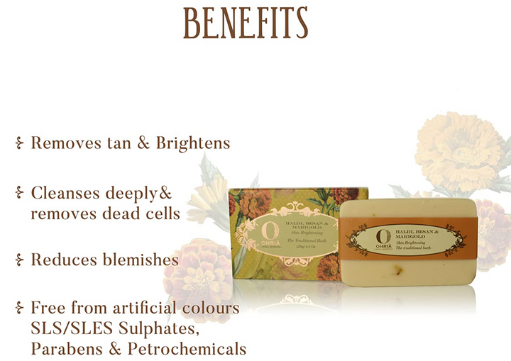 Benefits of Haldi, Besan & Marigold Bathing Bar - OHRIA AYURVEDA